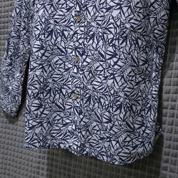 Button Long Sleeve Collared Shirt Mens Lg NWT Blue Tropical Lightweight Cotton - Picture 4 of 14